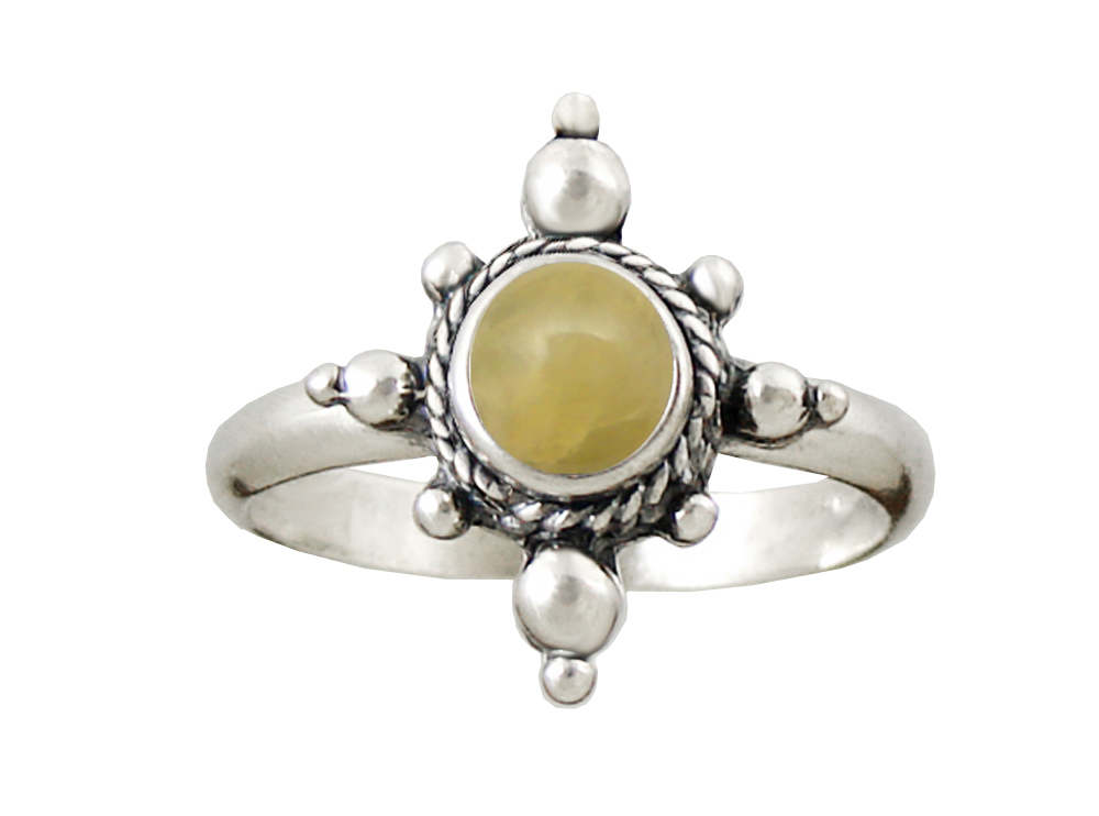 Sterling Silver Gemstone Ring With Yellow Jade Size 9